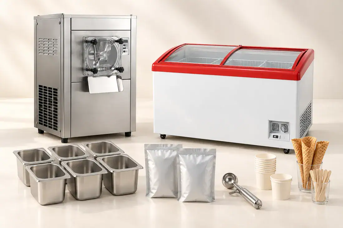 Basic package: Wiratech 5 L machine, custom showcase, bins and base sachets