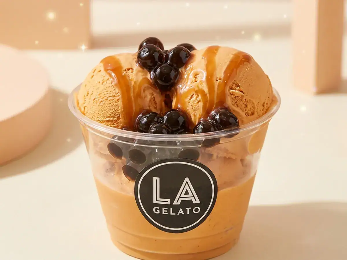 Cup es krim Thai Tea Boba La Gelato